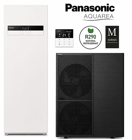 PANASONIC Aquarea ALL IN ONE M 9 kW gaiss–ūdens siltumsūknis, R290, 185 L boileris, 400 V, WH-ADC0316M9E8AN2 / WH-WXG09ME8